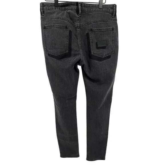 Burberry Women W30 Mid Rise Skinny Stretch Jeans Denim‎ Black Gray Wash Leather